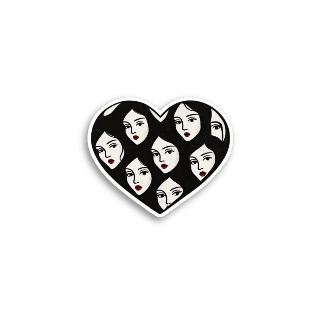 Many Faces Heart Sticker