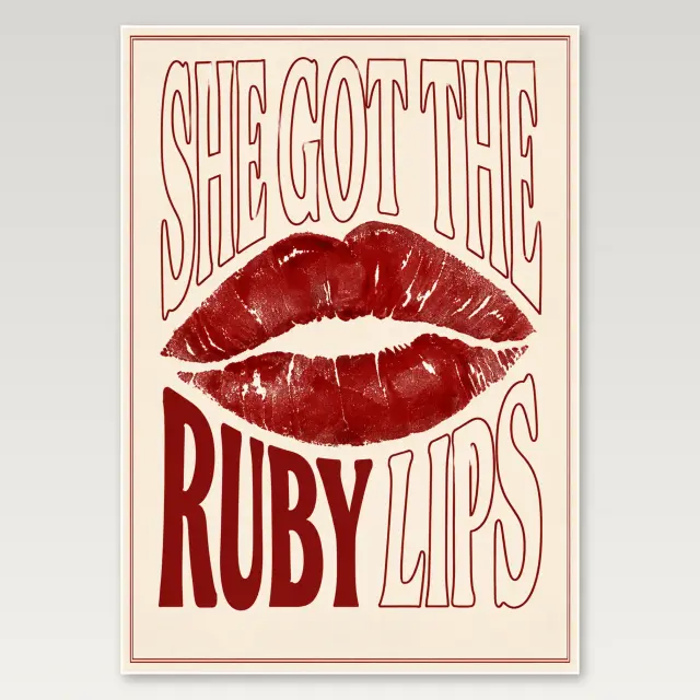 Ruby Lips A4 Poster