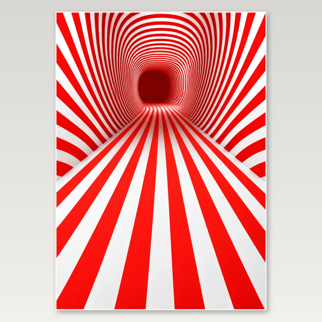 Red White Striped Infinity A4 Poster