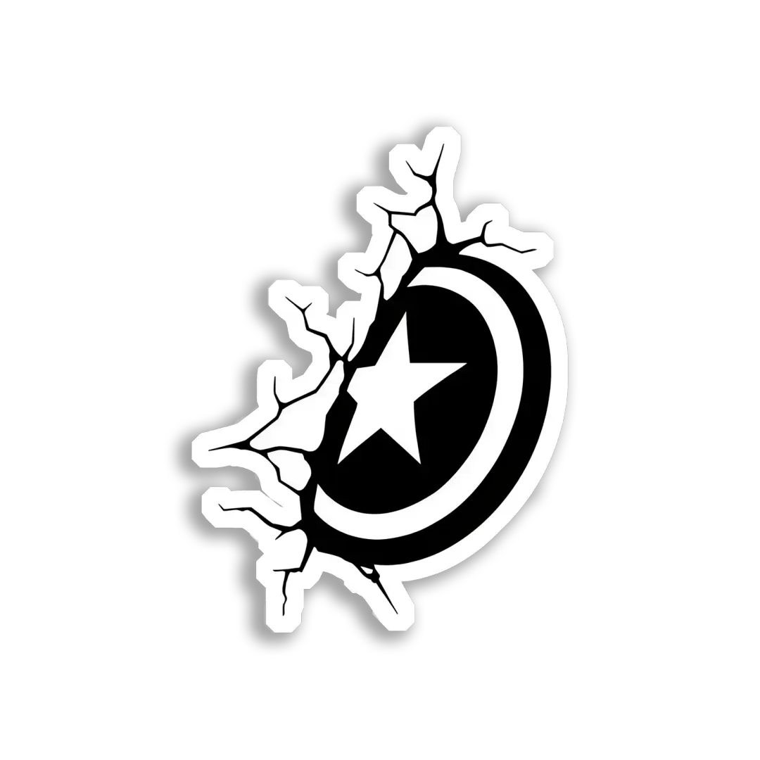 Captain America Shield Breaks Through Sticker