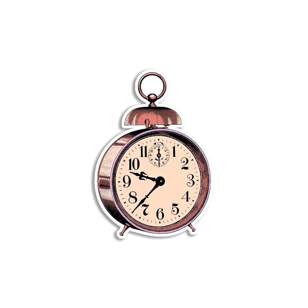 Vintage Alarm Clock Aesthetic Journal Sticker