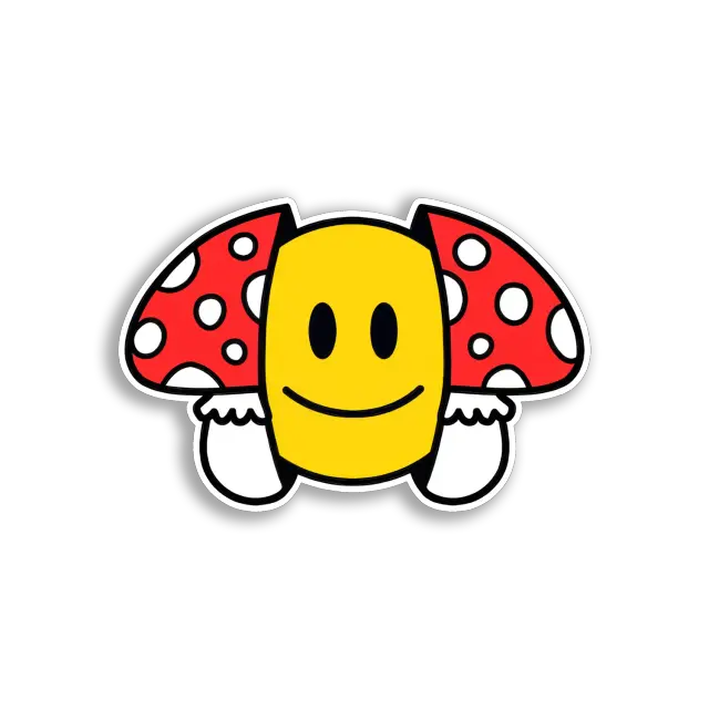 Smiley mit Pilzflügeln Sticker