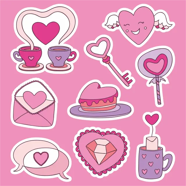 Hand Drawn Valentines Stickers