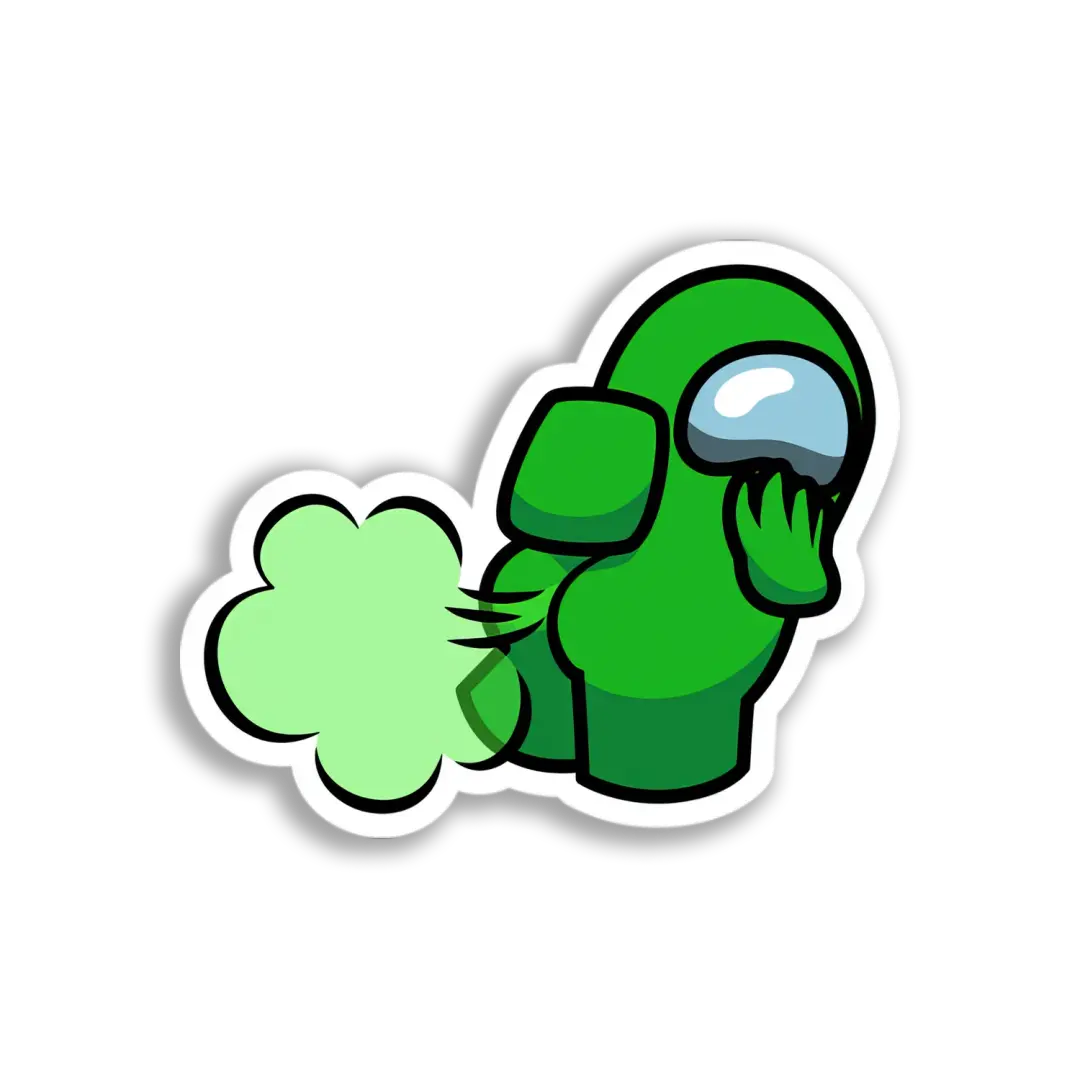 Green Among Us Farting Sticker