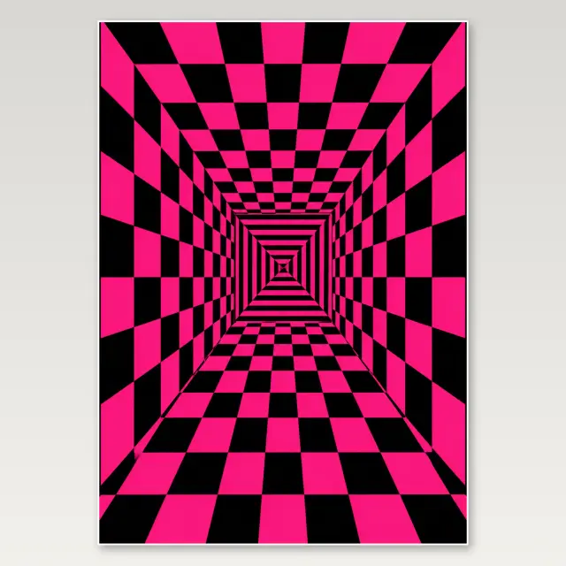 Pinker Karo-Endlostunnel A4-Poster