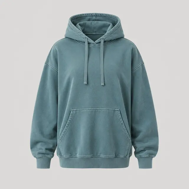 Neon Sign Garment-Dyed Hoodie in Faded Teal