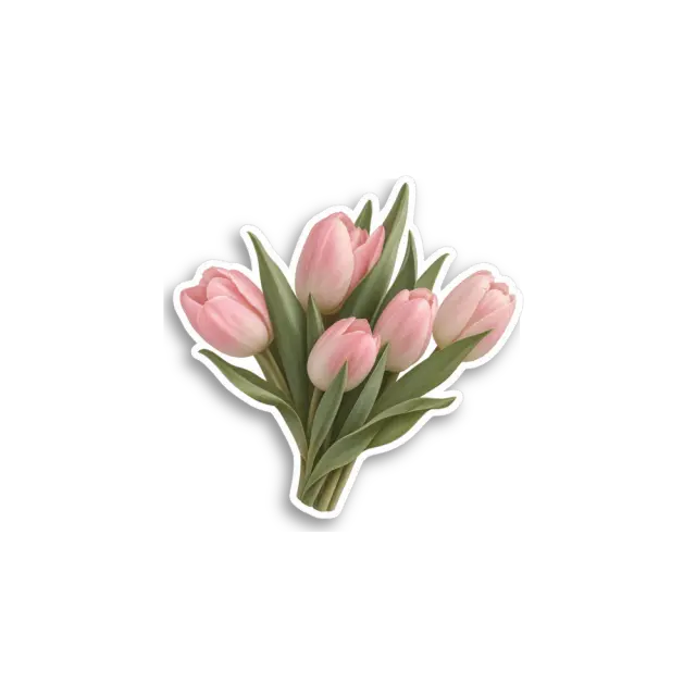 Pink Tulip Bouquet Sticker