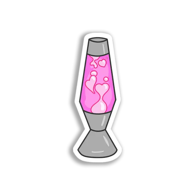 Pegatina de lámpara de lava de corazón rosa