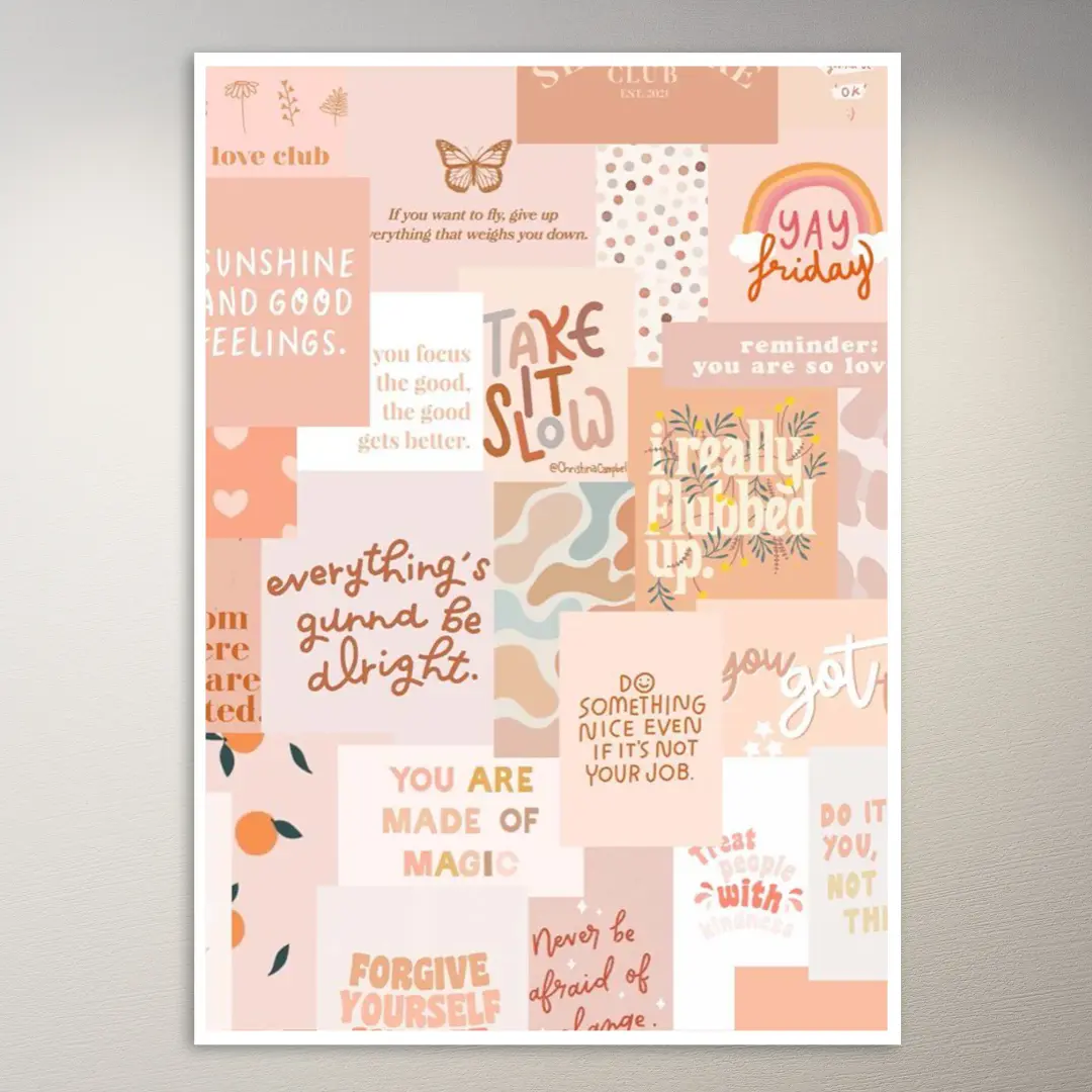 Pfirsichfarbenes Ästhetik-Moodboard | Ästhetik-Poster