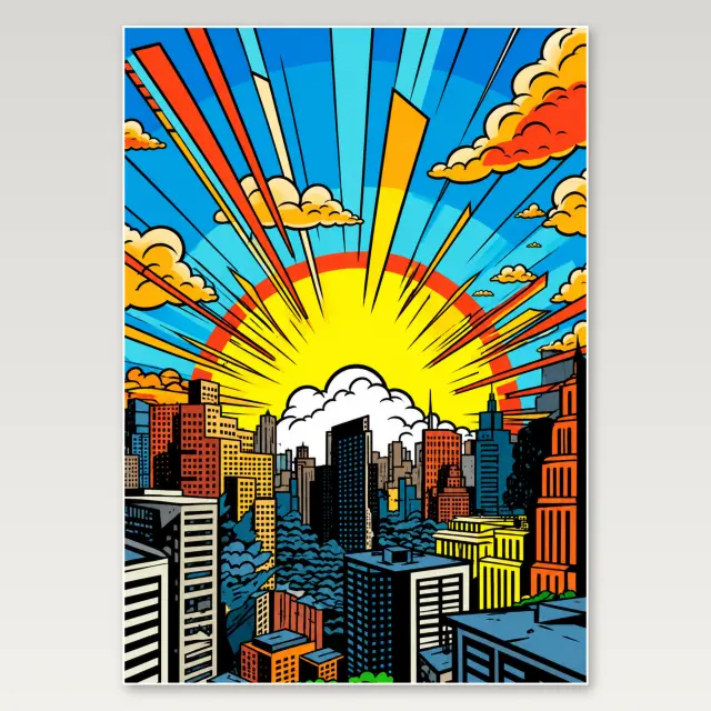 Comic City Sunrise A4 Poster