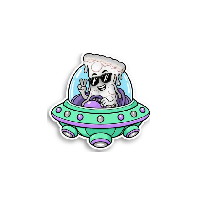 Pizza-UFO Variante 2 Sticker