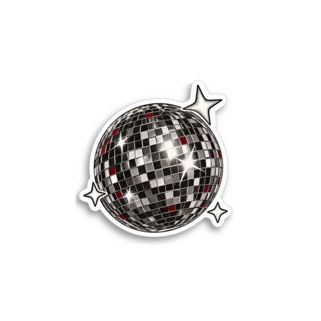 Silver Disco Ball Sticker