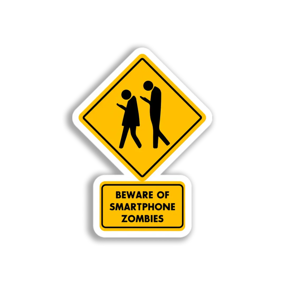 Smartphone Zombie Warning Sticker