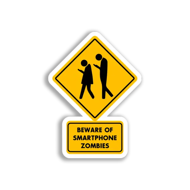 Smartphone Zombie Warning Sticker