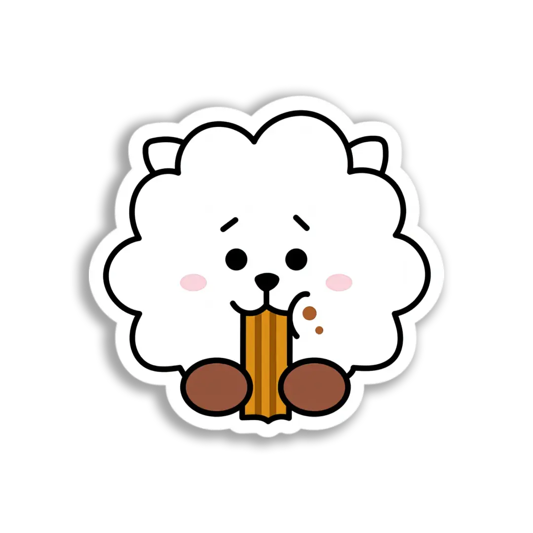 Cloud Dog Eating Churro Sticker