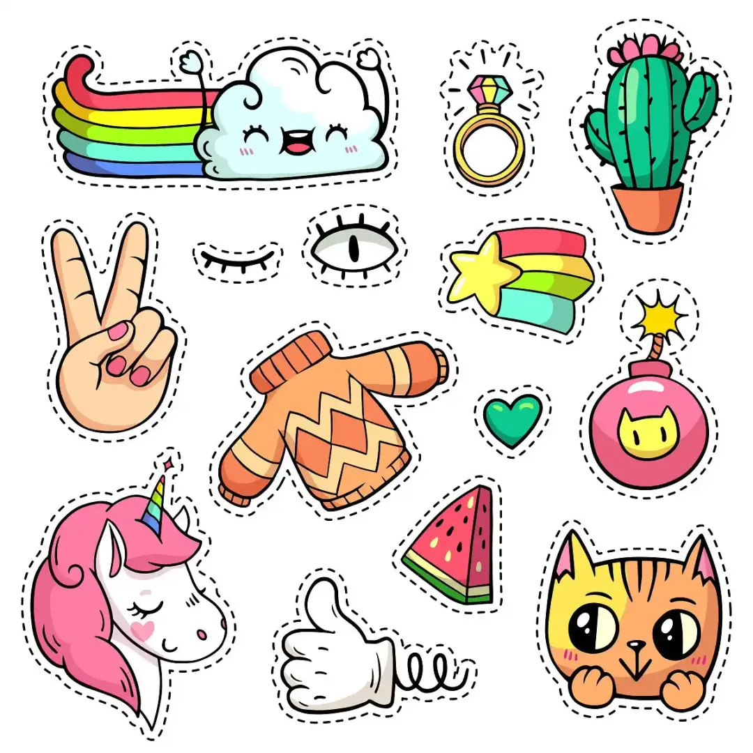 Set de pegatinas de unicornio y arcoíris