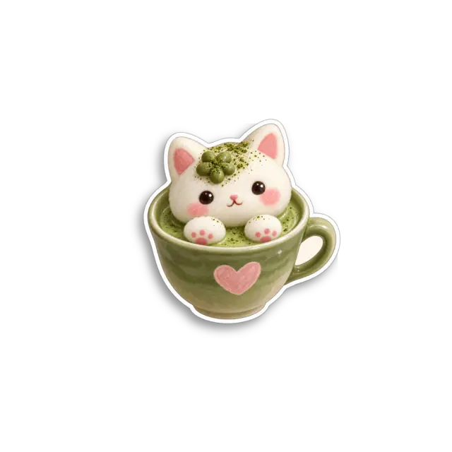 Matcha-Katzenbecher Sticker