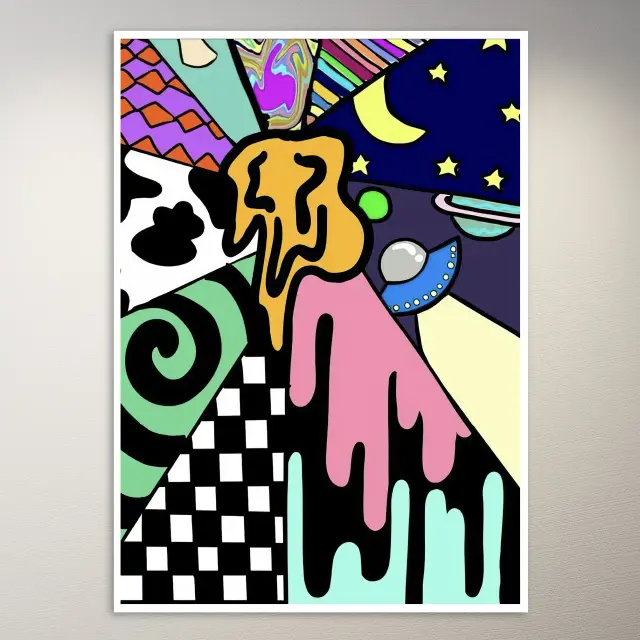 Abstrakte Kunst mit Karomustern Poster