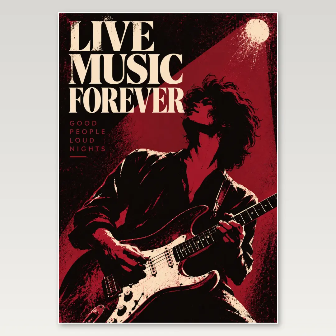 Red Electric Guitar A4 Poster