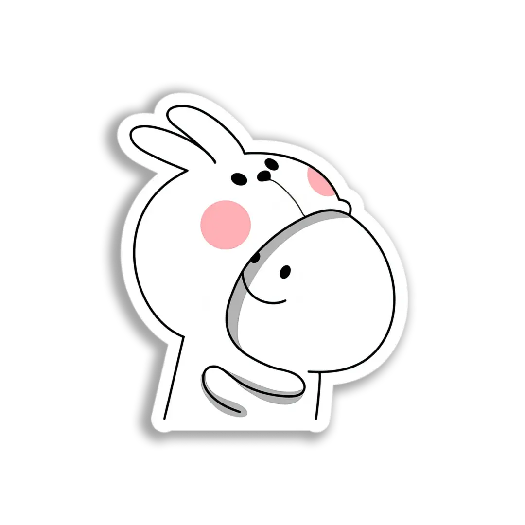 Bunny Hugging Friend Sticker
