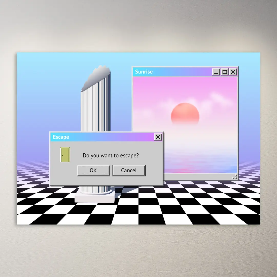 Willst du entkommen? Vaporwave-Poster