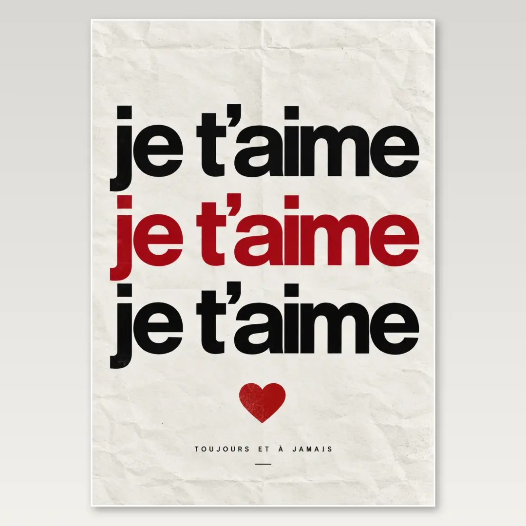 Je Taime Repeated A4 Poster