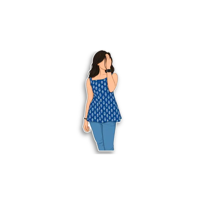 ملصق امرأة بـKurti زرقاء