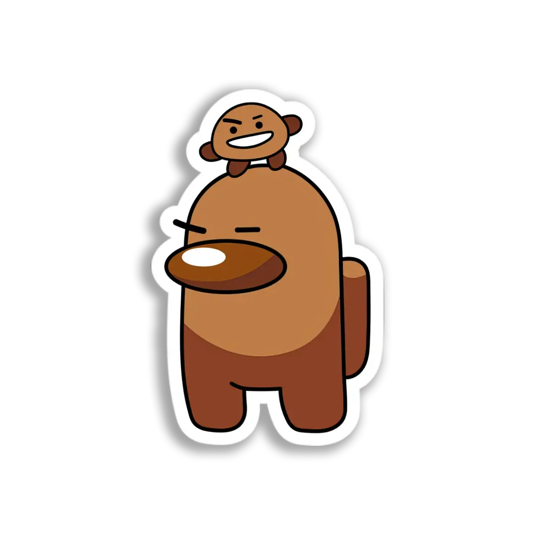 Brown Among Us Bear Sticker