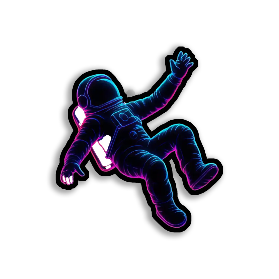 Neon Astronaut Floating in Space Sticker