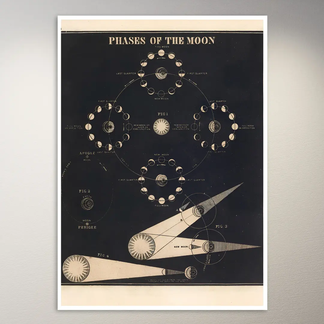 Mondphasen (1850) Astronomie-Poster