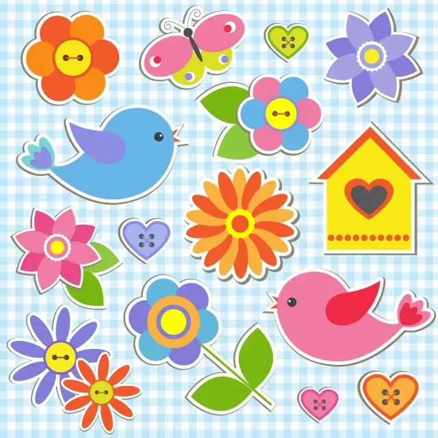 Vögel und Blumen Sticker