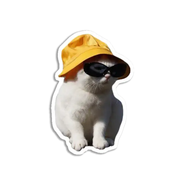 Bucket hat cat Sticker
