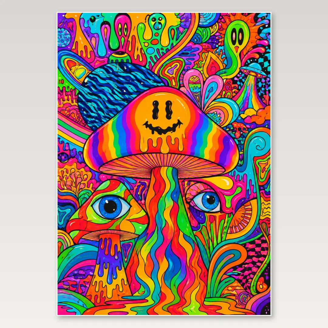 Psychedelic Mushroom Trip A4 Poster