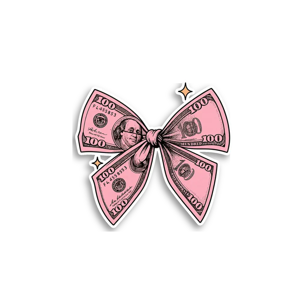 Pink Money Bow Sticker