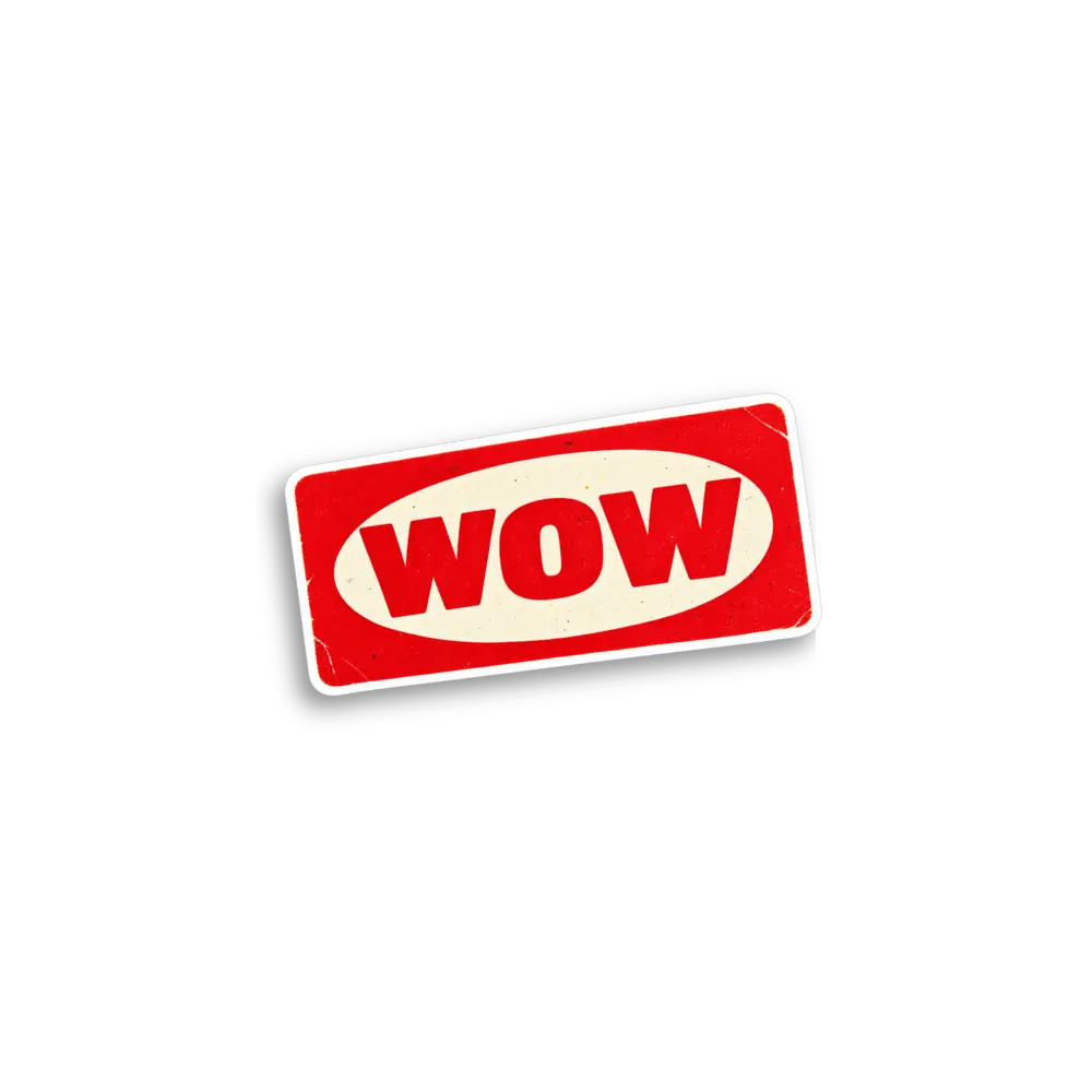Rotes Wow-Etikett Sticker