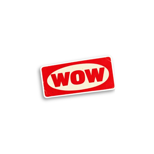 Red Wow Label Sticker