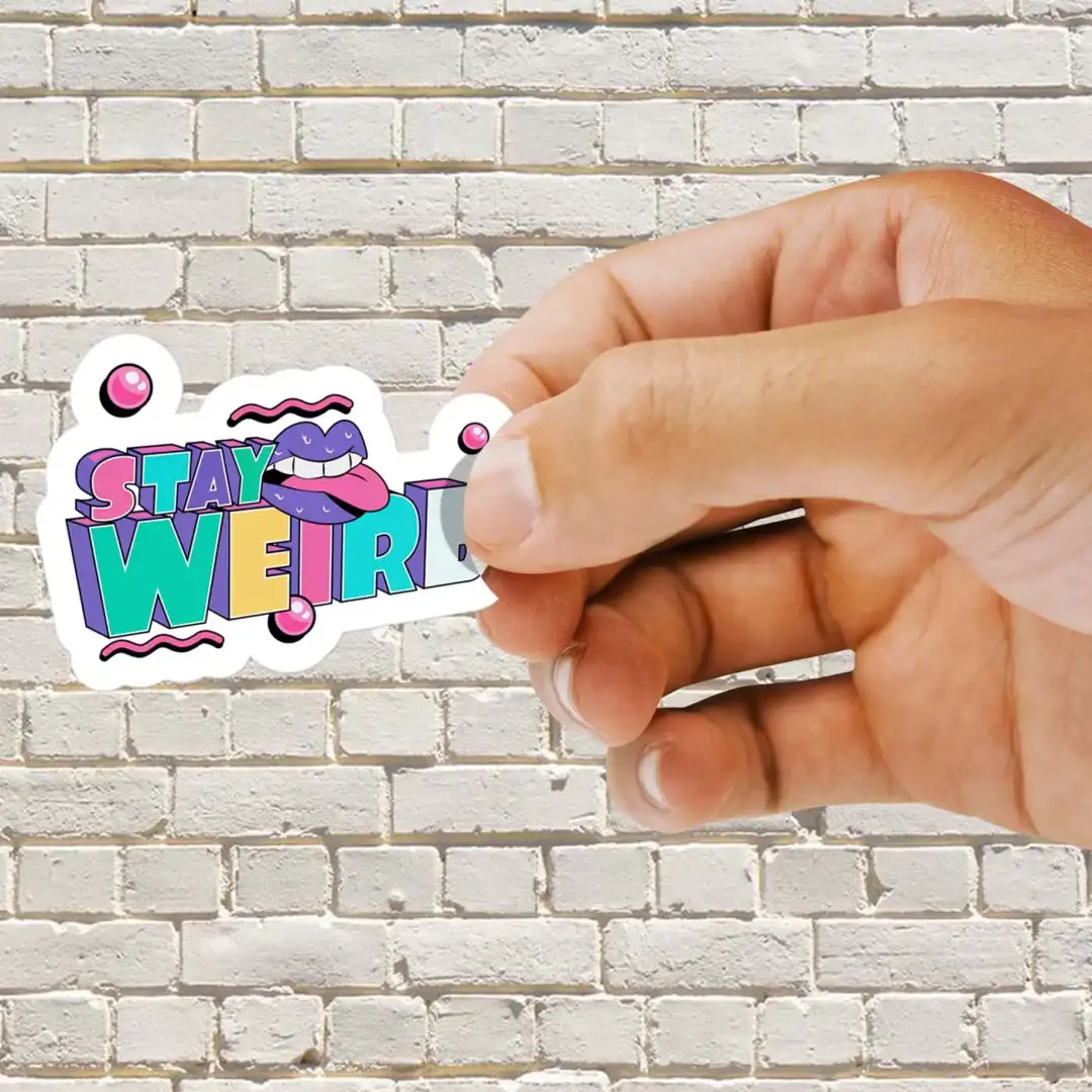 Schriftzug Bleib seltsam Sticker