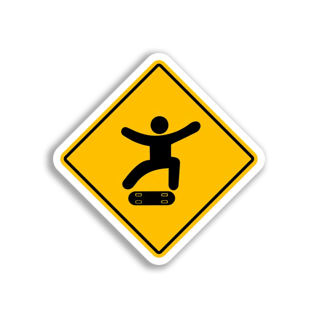 Skateboard-Warnschild-Sticker