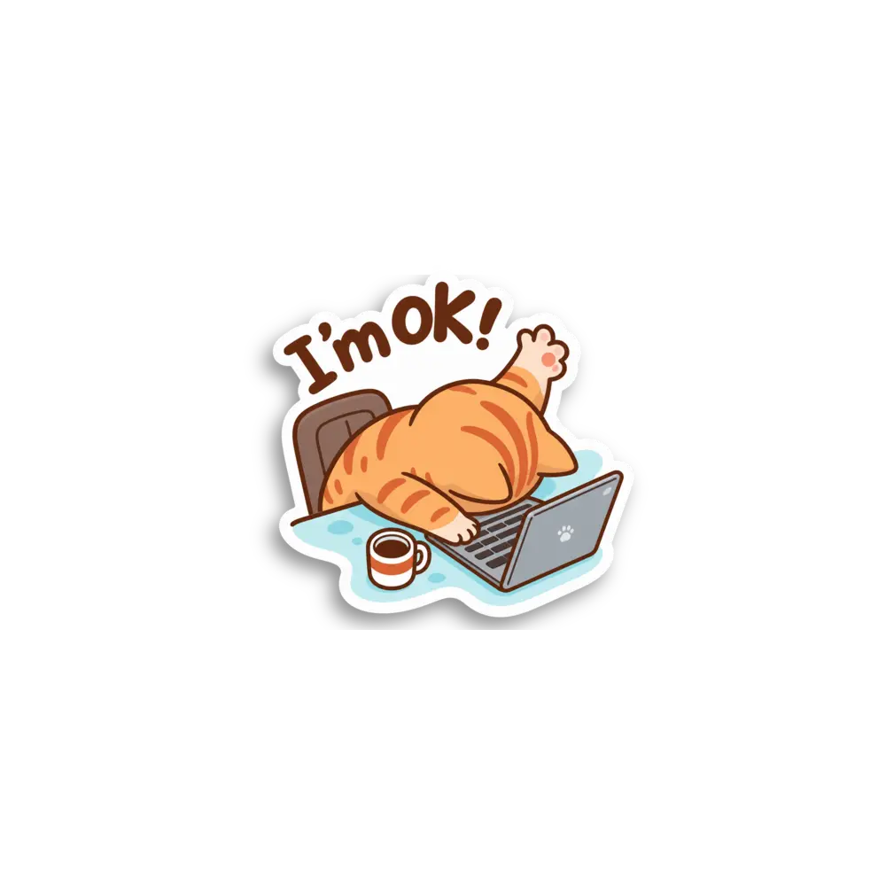 I'm Ok Sleeping Cat Sticker
