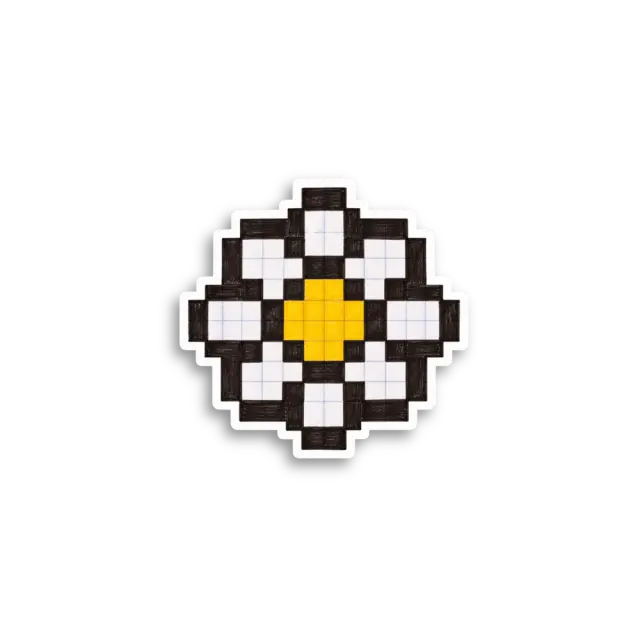 Pegatina de flor pixelada