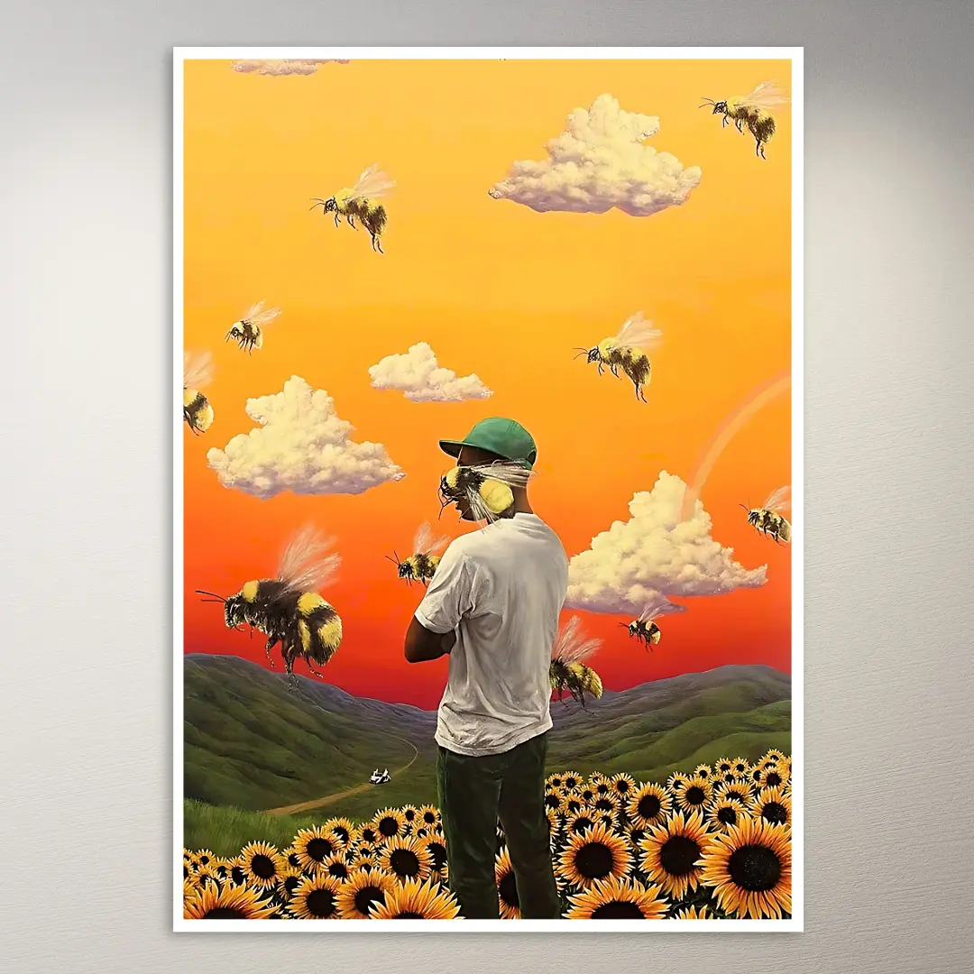 Ästhetischer Junge in einem Sonnenblumenfeld | Ästhetik-Poster