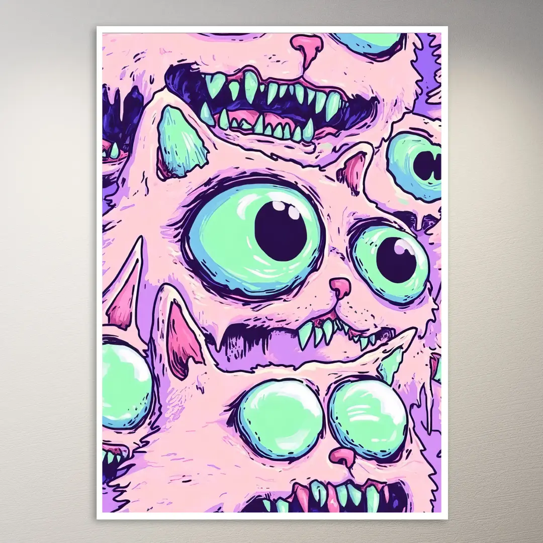 Pastel Zombie Cat With Big Eyes Poster