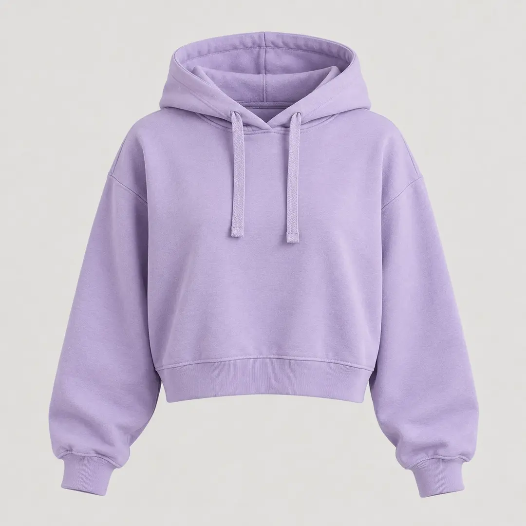 Lantern Cropped Hoodie in Lilac
