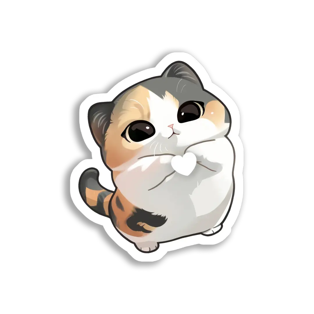 A Cute Cat Holding a Heart Sticker