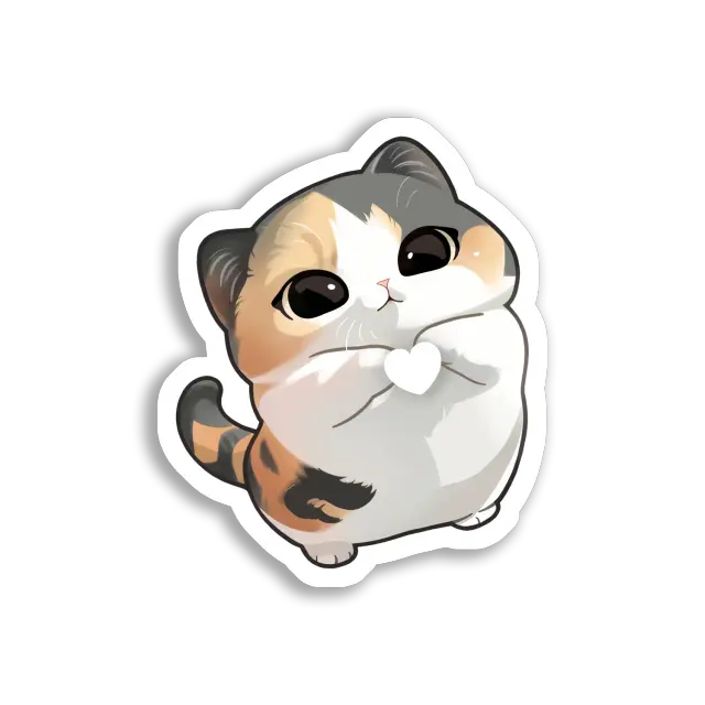 A Cute Cat Holding a Heart Sticker