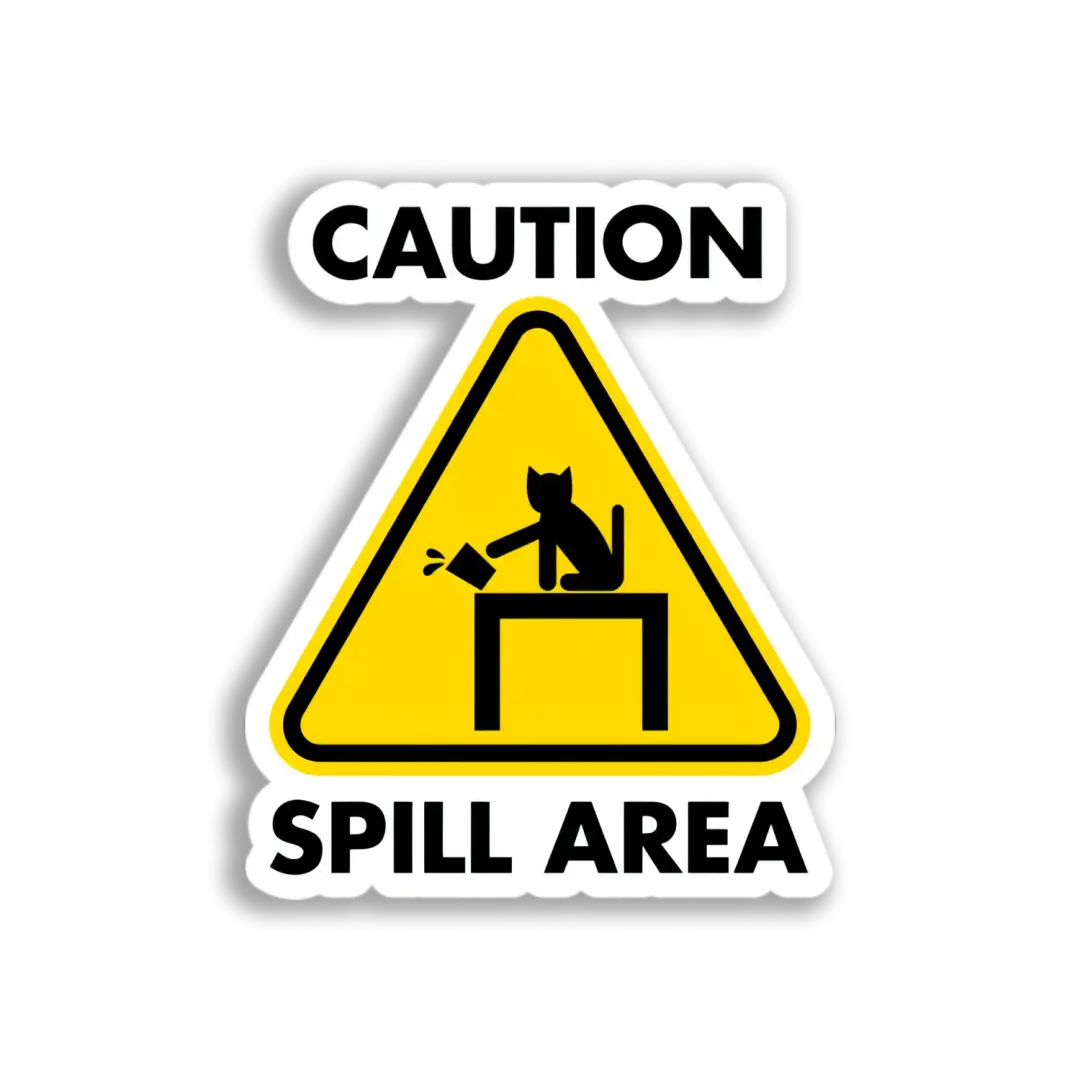Caution Cat Spill Area Sticker
