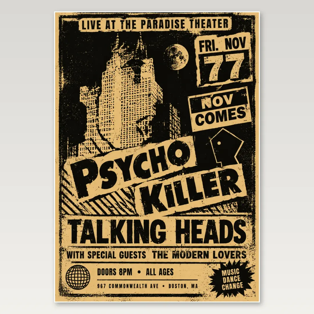 Psycho Killer Talking Heads A4 海報