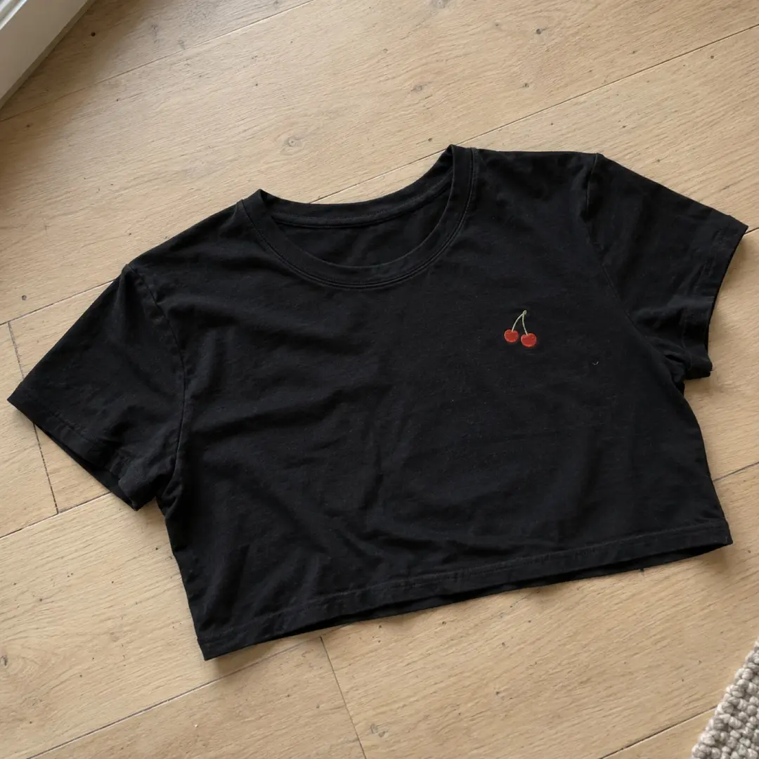 Cherry Crop Top — Black