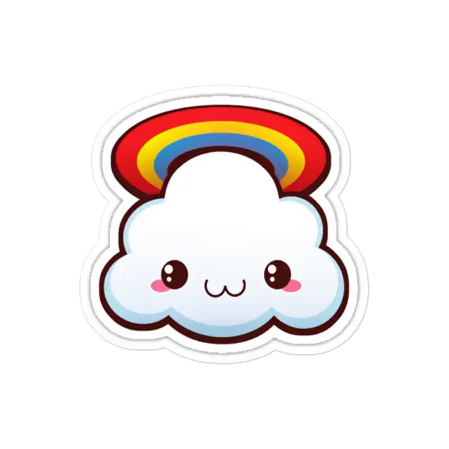 Kawaii Cloud with Rainbow Sticker