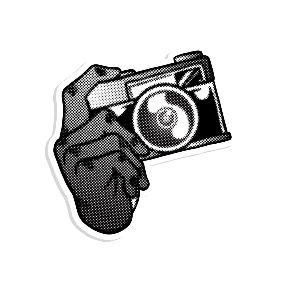 Verpixelte Schwarz-Weiß-Kamera Sticker
